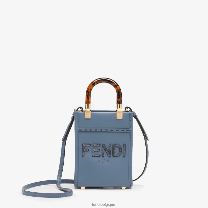 accessoires Fendi mini-sac en cuir et élaphe bleu femmes 8X8J2J768 Fendi Lunette De Soleil