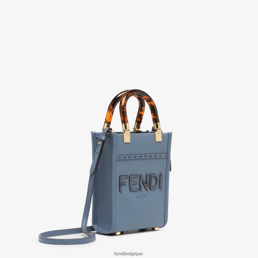 accessoires Fendi mini-sac en cuir et élaphe bleu femmes 8X8J2J768 Fendi Lunette De Soleil