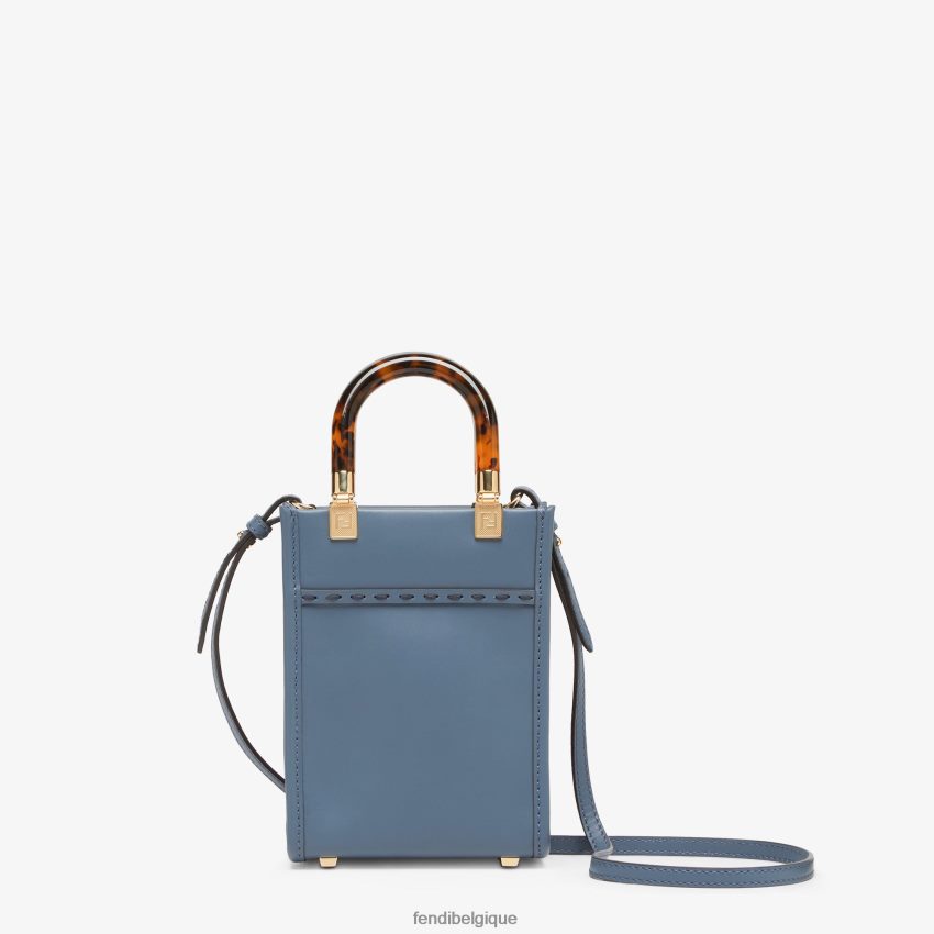 accessoires Fendi mini-sac en cuir et élaphe bleu femmes 8X8J2J768 Fendi Lunette De Soleil