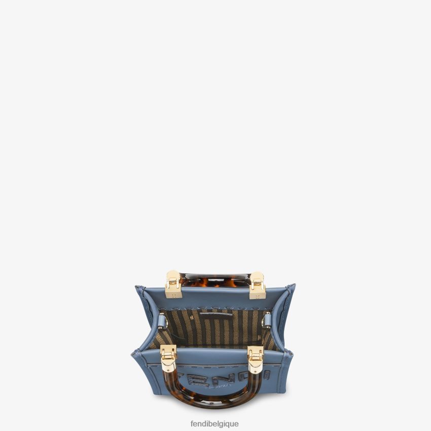 accessoires Fendi mini-sac en cuir et élaphe bleu femmes 8X8J2J768 Fendi Lunette De Soleil