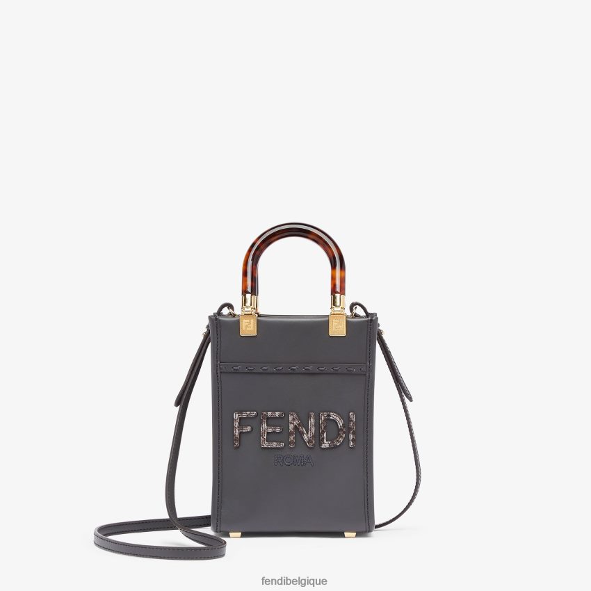 accessoires Fendi mini-sac en cuir et élaphe gris femmes 8X8J2J843 Fendi Lunette De Soleil