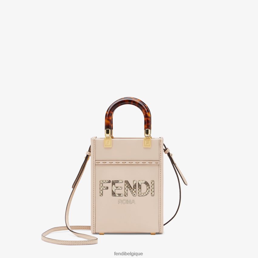 accessoires Fendi mini sac en cuir et élaphe gris femmes 8X8J2J901 Fendi Sac