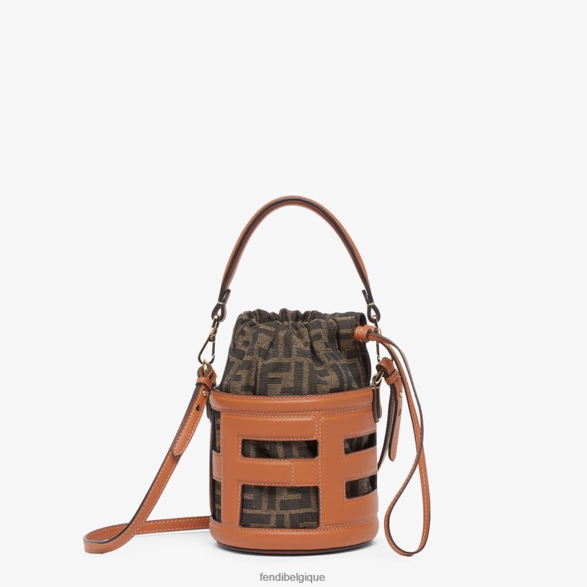 accessoires Fendi mini-sac en cuir et tissu ff brun femmes 8X8J2J622 Fendi Sac