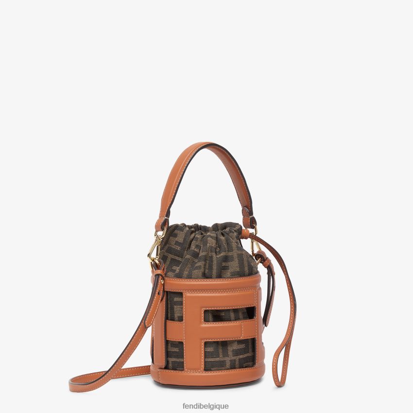accessoires Fendi mini-sac en cuir et tissu ff brun femmes 8X8J2J622 Fendi Sac