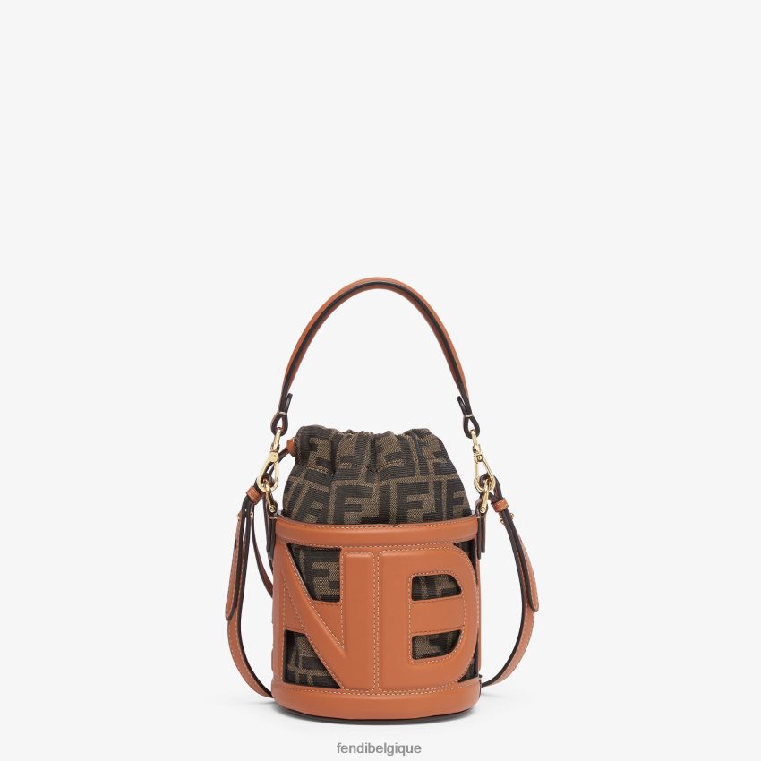 accessoires Fendi mini-sac en cuir et tissu ff brun femmes 8X8J2J622 Fendi Sac