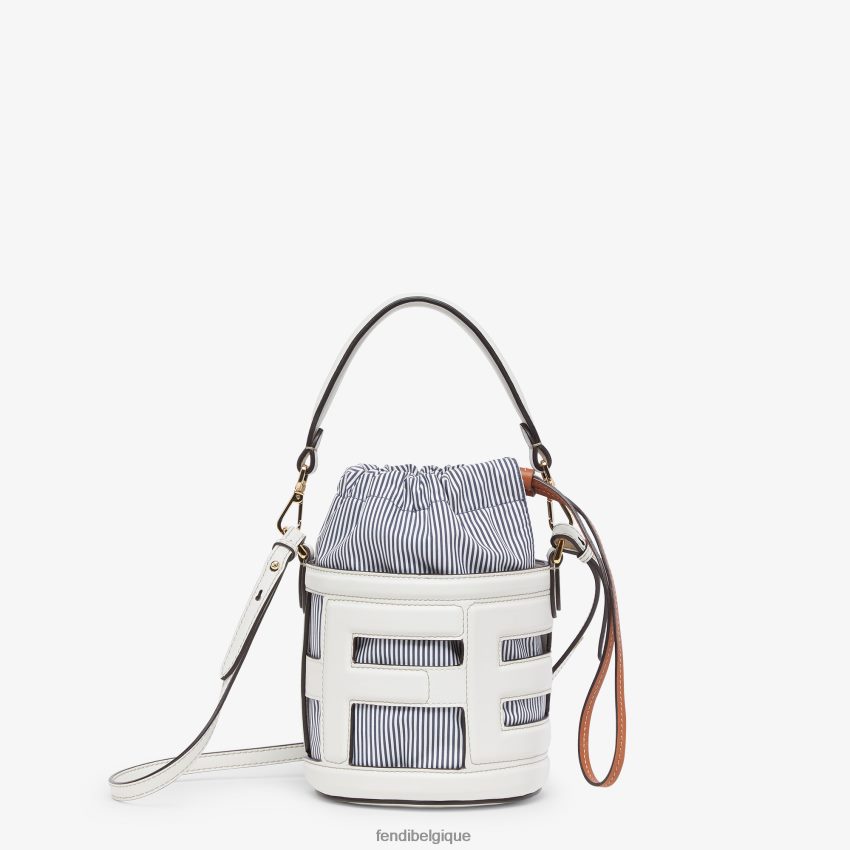 accessoires Fendi mini-sac en cuir et tissu rayé blanc femmes 8X8J2J614 Fendi Belgique
