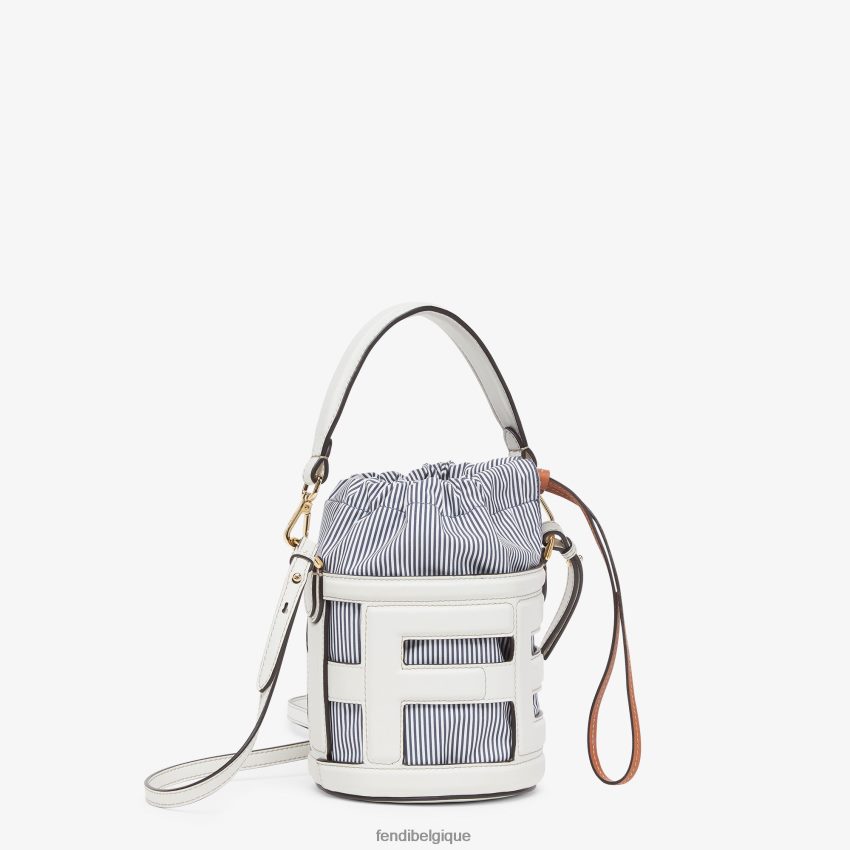 accessoires Fendi mini-sac en cuir et tissu rayé blanc femmes 8X8J2J614 Fendi Belgique