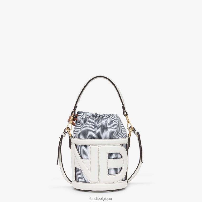 accessoires Fendi mini-sac en cuir et tissu rayé blanc femmes 8X8J2J614 Fendi Belgique