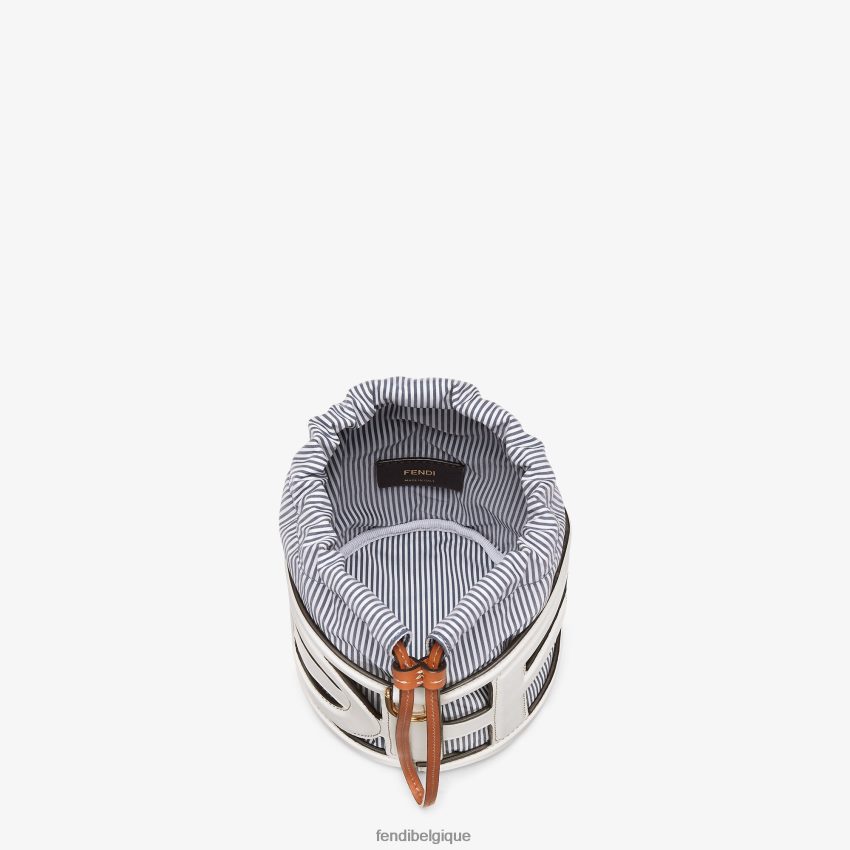 accessoires Fendi mini-sac en cuir et tissu rayé blanc femmes 8X8J2J614 Fendi Belgique