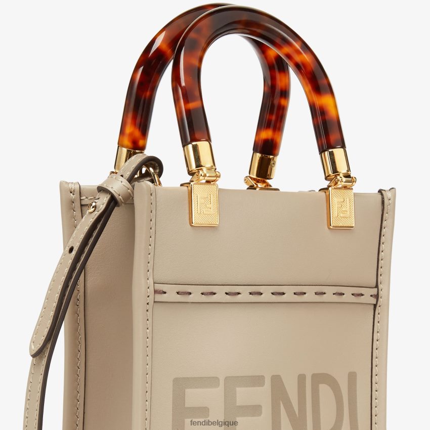 accessoires Fendi mini-sac en cuir tourterelle beige femmes 8X8J2J829 Fendi Sac