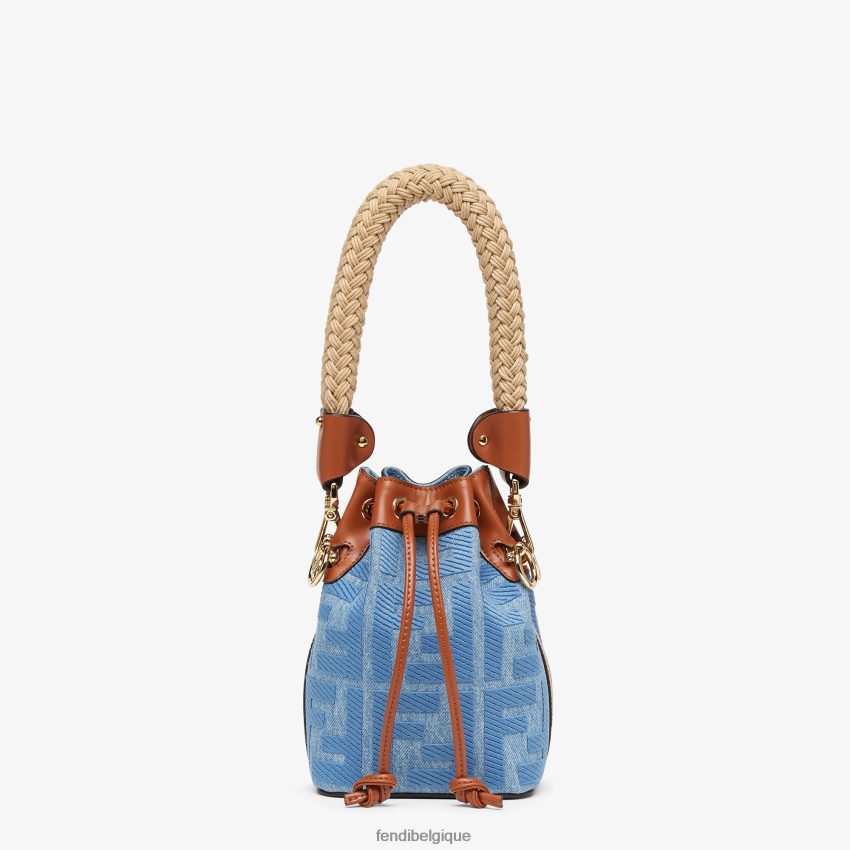 accessoires Fendi mini-sac en jean avec broderie ff bleu clair femmes 8X8J2J625 Fendi Sac