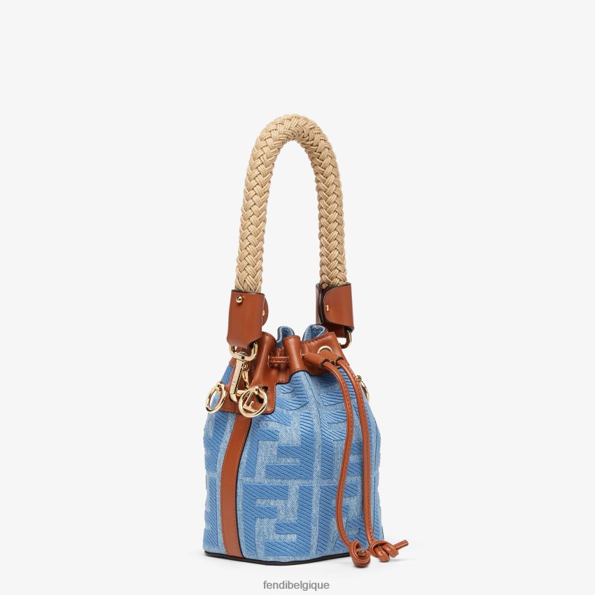 accessoires Fendi mini-sac en jean avec broderie ff bleu clair femmes 8X8J2J625 Fendi Sac