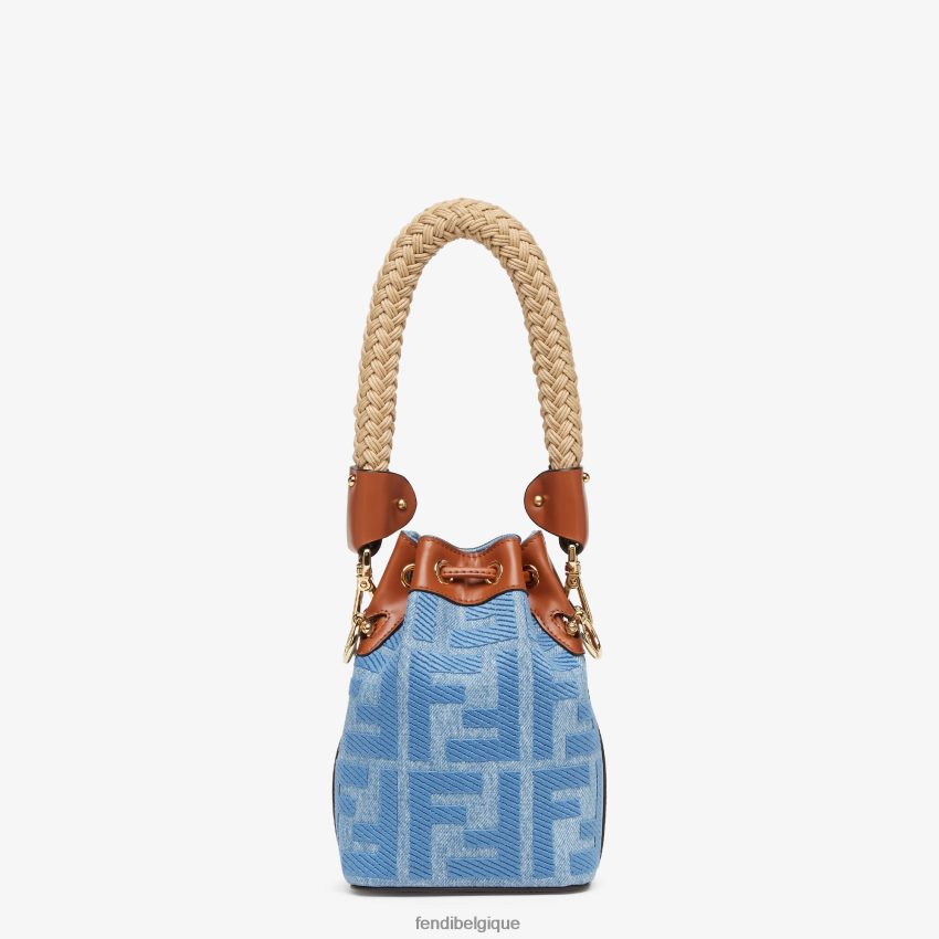 accessoires Fendi mini-sac en jean avec broderie ff bleu clair femmes 8X8J2J625 Fendi Sac