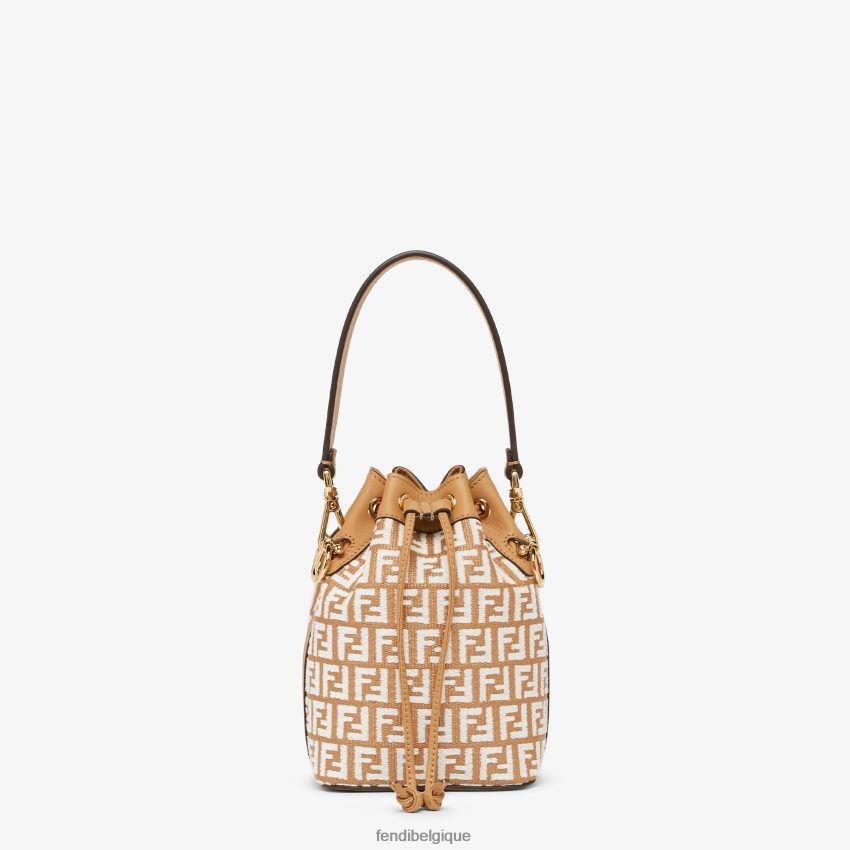 accessoires Fendi mini sac en raphia avec motif ff en tissu tapisserie blanc femmes 8X8J2J600 Fendi Lunette De Soleil