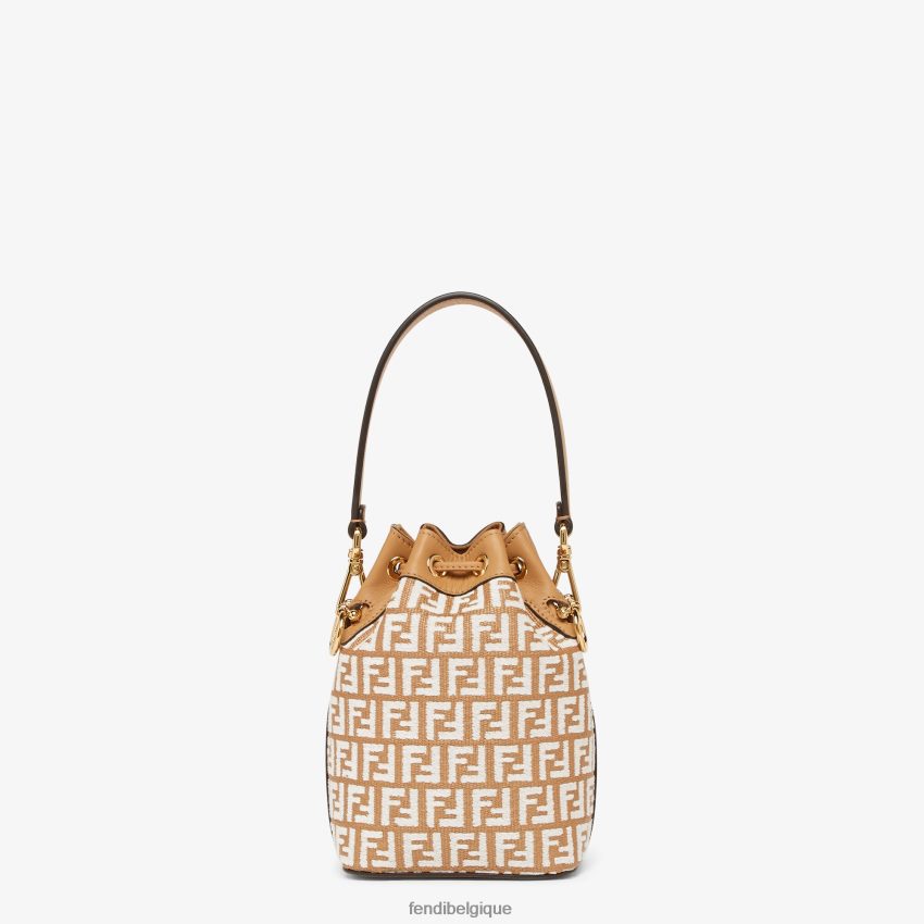 accessoires Fendi mini sac en raphia avec motif ff en tissu tapisserie blanc femmes 8X8J2J600 Fendi Lunette De Soleil