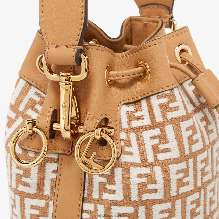 accessoires Fendi mini sac en raphia avec motif ff en tissu tapisserie blanc femmes 8X8J2J600 Fendi Lunette De Soleil