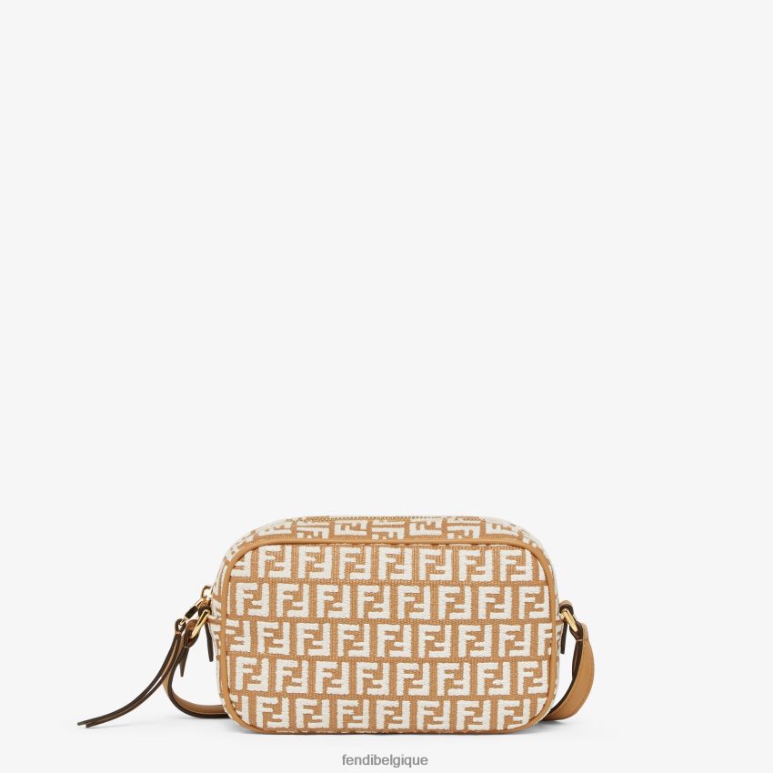 accessoires Fendi mini sac en raphia avec motif ff en tissu tapisserie blanc femmes 8X8J2J647 Fendi Belgique
