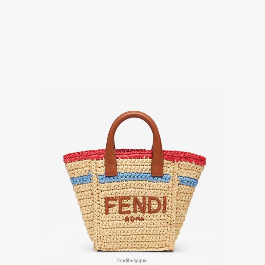 accessoires Fendi mini-sac en raphia tressé beige femmes 8X8J2J620 Fendi Belgique