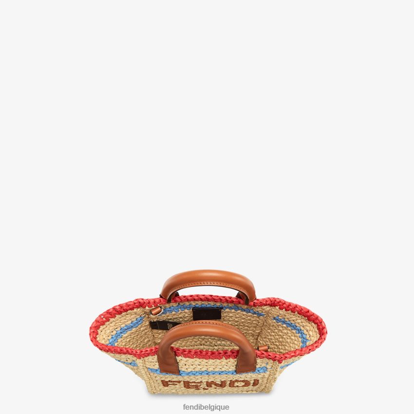 accessoires Fendi mini-sac en raphia tressé beige femmes 8X8J2J620 Fendi Belgique