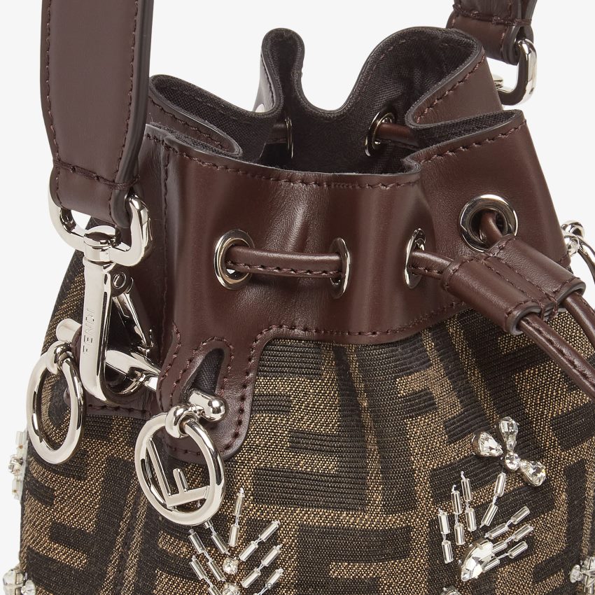accessoires Fendi mini-sac en tissu ff avec broderies brun femmes 8X8J2J821 Fendi Belgique