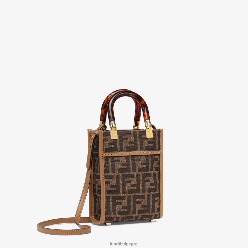 accessoires Fendi mini-sac en tissu ff brun femmes 8X8J2J824 Fendi Belgique