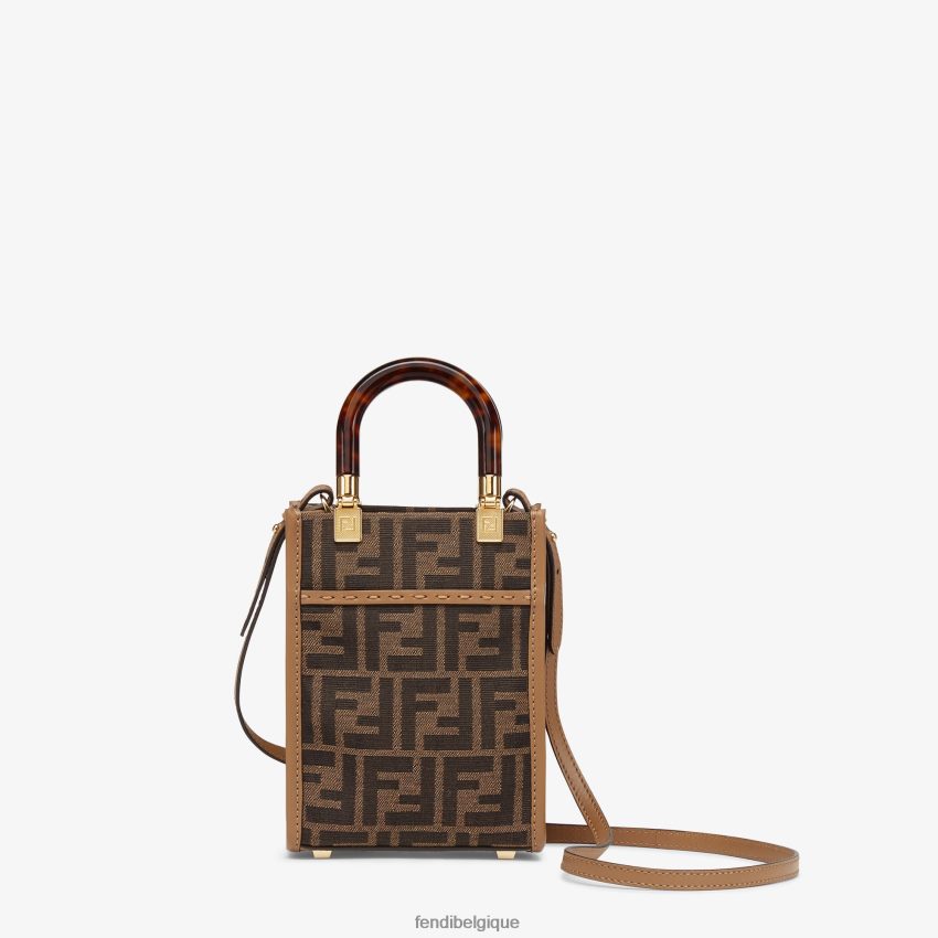 accessoires Fendi mini-sac en tissu ff brun femmes 8X8J2J824 Fendi Belgique