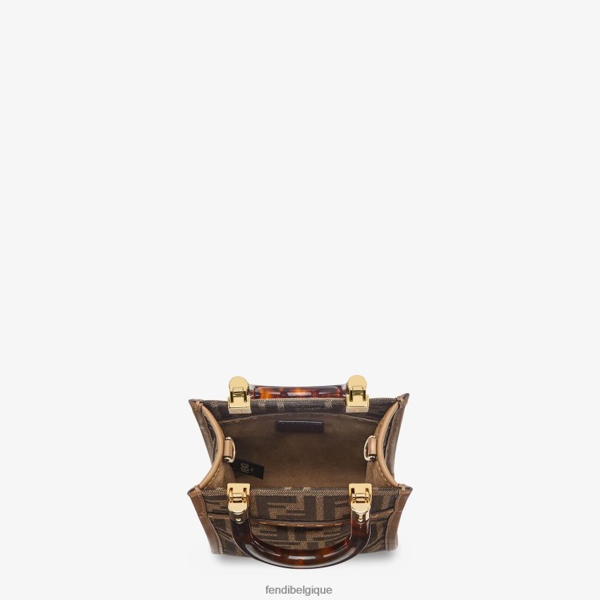 accessoires Fendi mini-sac en tissu ff brun femmes 8X8J2J824 Fendi Belgique
