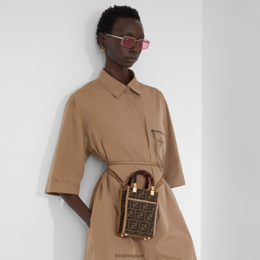 accessoires Fendi mini-sac en tissu ff brun femmes 8X8J2J824 Fendi Belgique