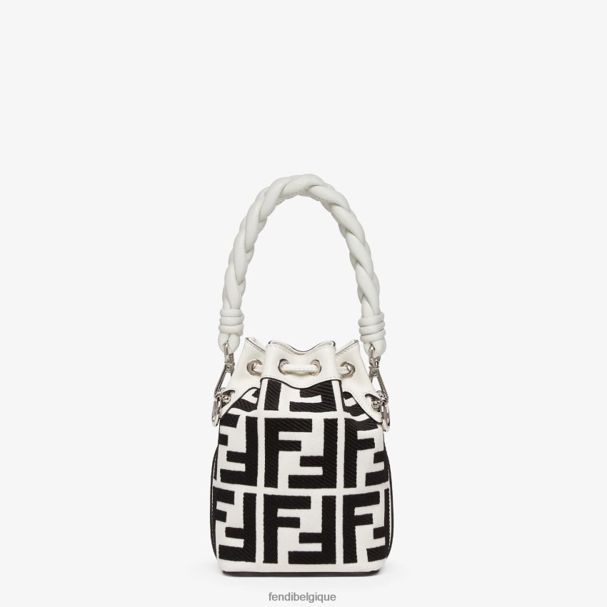 accessoires Fendi mini-sac en toile avec broderie ff blanc femmes 8X8J2J701 Fendi Belgique