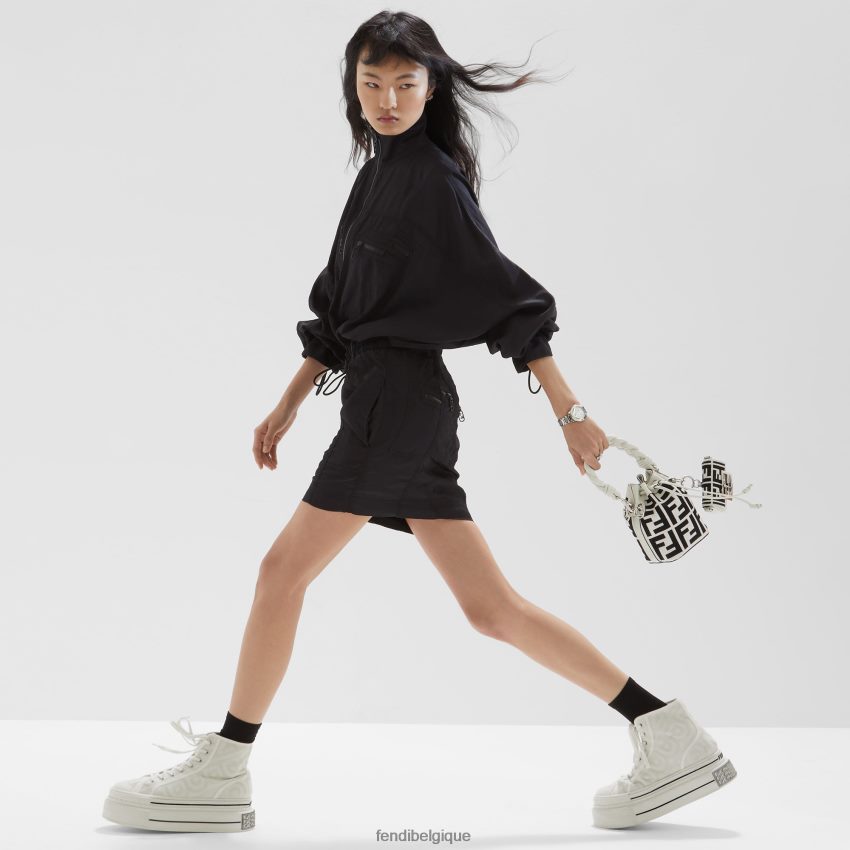 accessoires Fendi mini-sac en toile avec broderie ff blanc femmes 8X8J2J701 Fendi Belgique