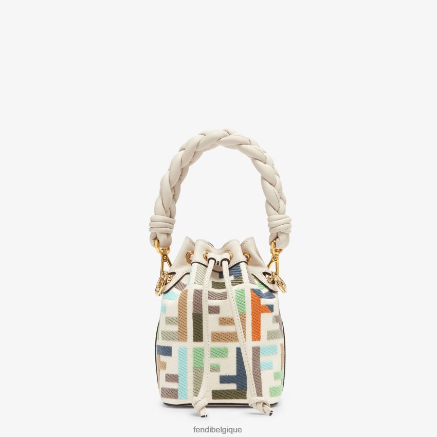 accessoires Fendi mini-sac en toile avec broderie ff multicolore femmes 8X8J2J595 Fendi Sac