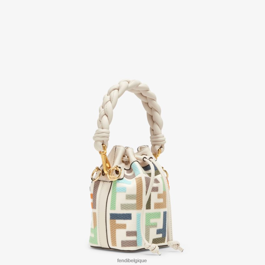 accessoires Fendi mini-sac en toile avec broderie ff multicolore femmes 8X8J2J595 Fendi Sac