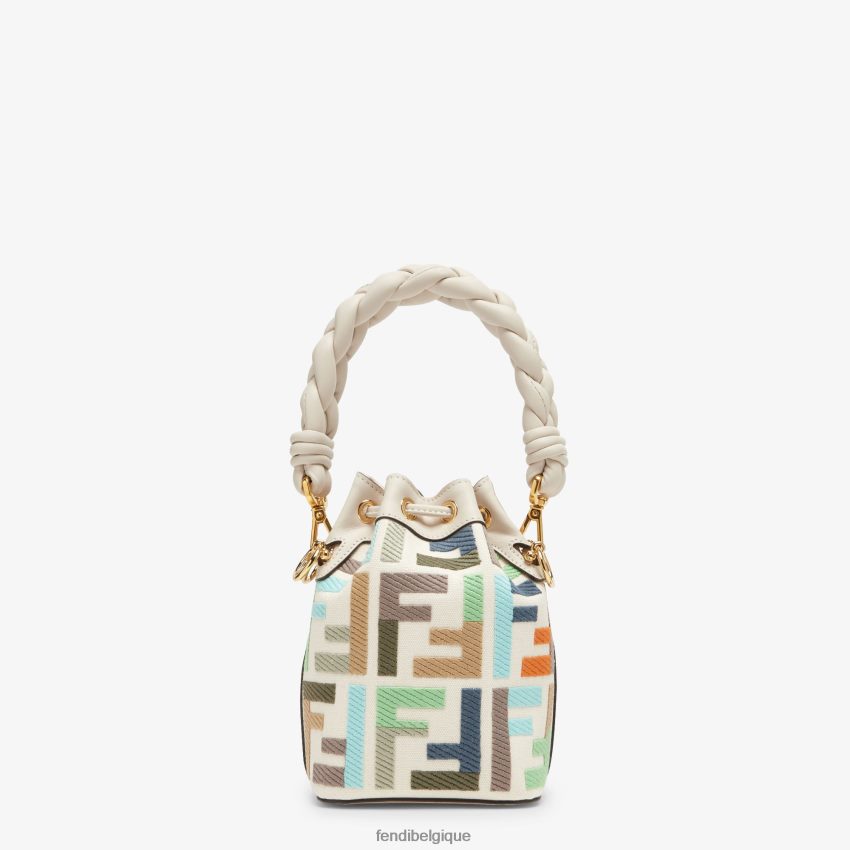 accessoires Fendi mini-sac en toile avec broderie ff multicolore femmes 8X8J2J595 Fendi Sac