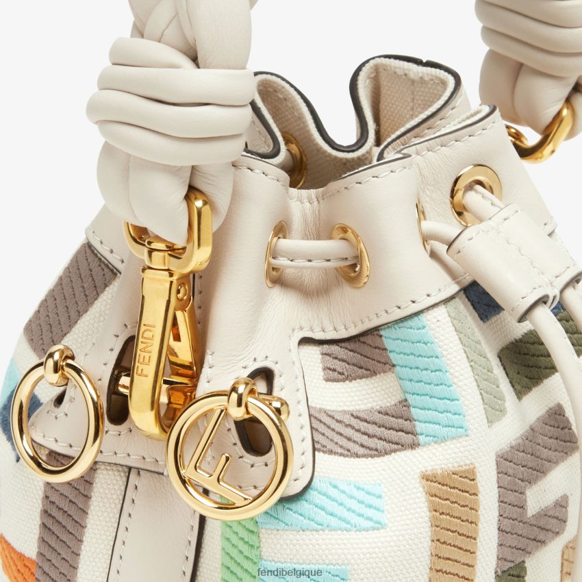 accessoires Fendi mini-sac en toile avec broderie ff multicolore femmes 8X8J2J595 Fendi Sac