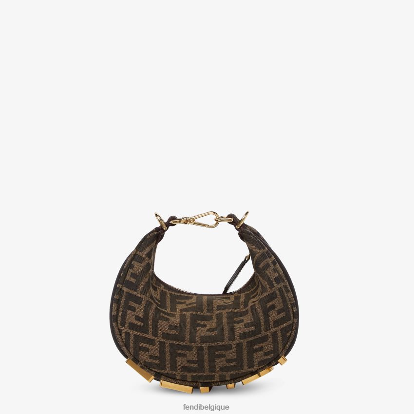 accessoires Fendi mini sac ff en tissu jacquard brun femmes 8X8J2J539 Fendi Belgique