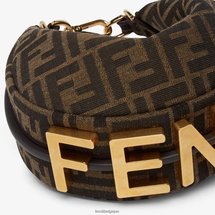 accessoires Fendi mini sac ff en tissu jacquard brun femmes 8X8J2J539 Fendi Belgique
