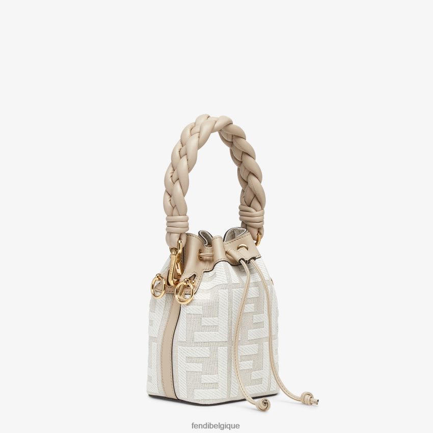 accessoires Fendi mini sac ff en toile blanc femmes 8X8J2J899 Fendi Belgique