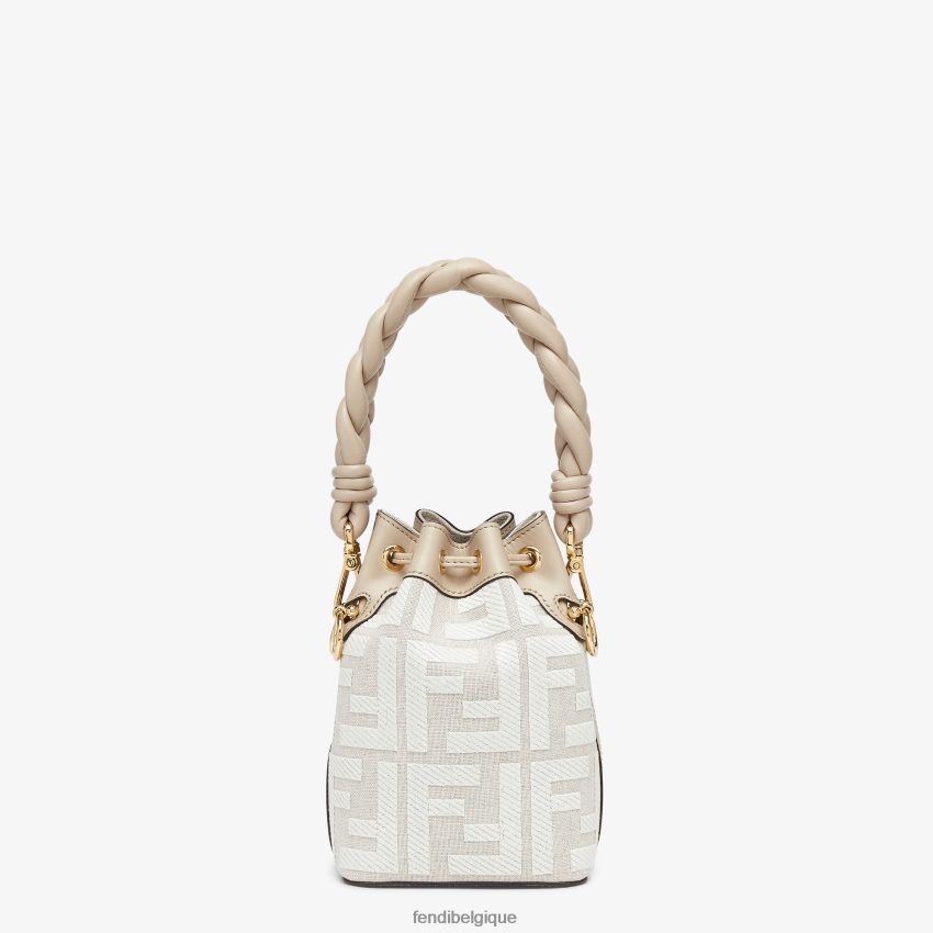 accessoires Fendi mini sac ff en toile blanc femmes 8X8J2J899 Fendi Belgique