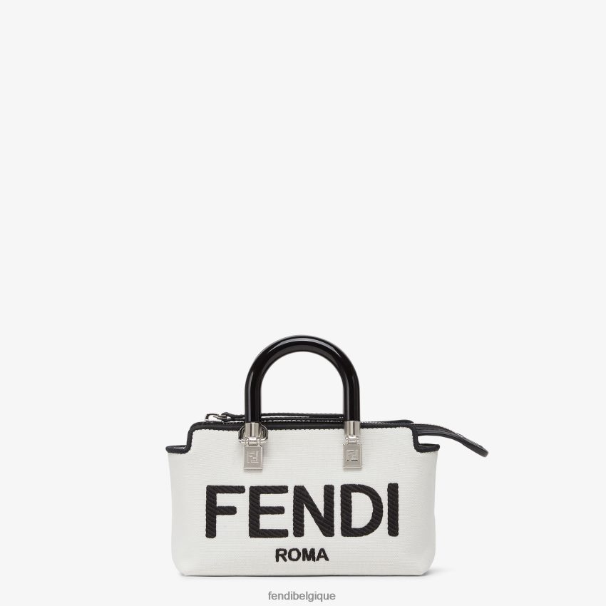 accessoires Fendi petit sac Boston en toile avec broderie Roma blanc femmes 8X8J2J700 Fendi Sac