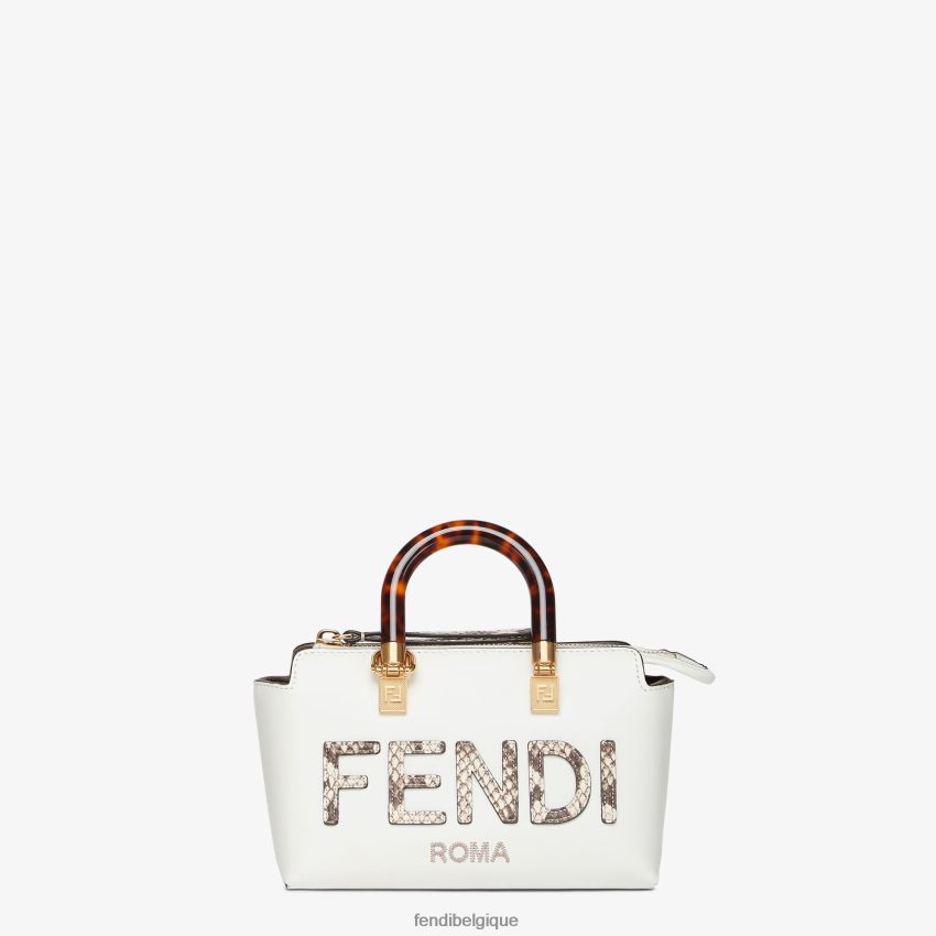 accessoires Fendi petit sac boston en cuir et élaphe blanc femmes 8X8J2J820 Fendi Sac