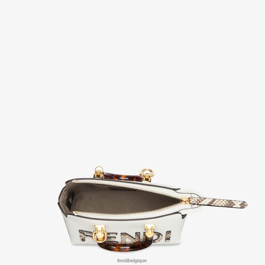 accessoires Fendi petit sac boston en cuir et élaphe blanc femmes 8X8J2J820 Fendi Sac