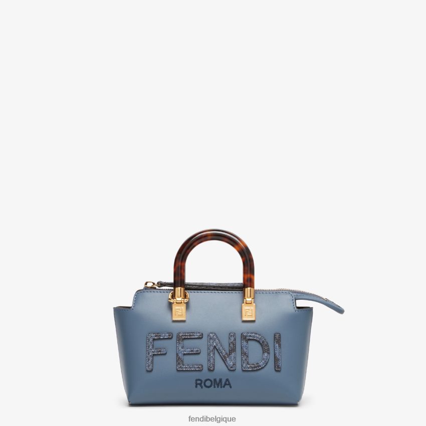 accessoires Fendi petit sac boston en cuir et élaphe bleu femmes 8X8J2J736 Fendi Sac
