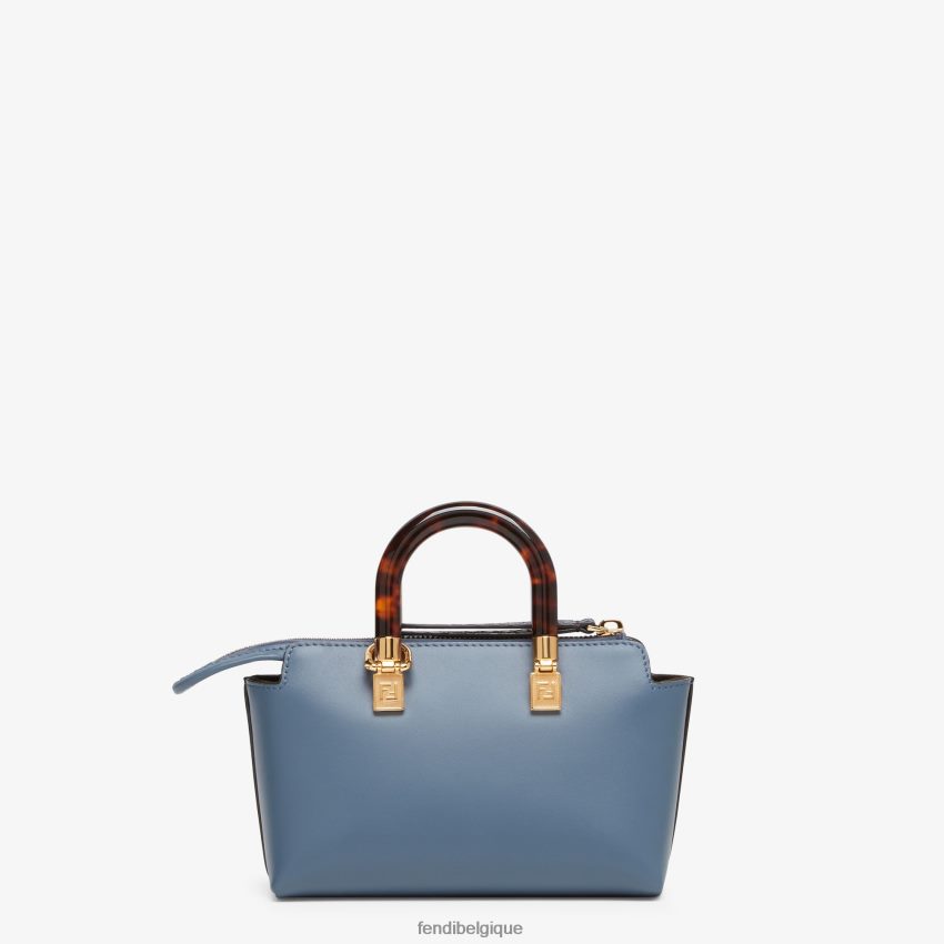 accessoires Fendi petit sac boston en cuir et élaphe bleu femmes 8X8J2J736 Fendi Sac
