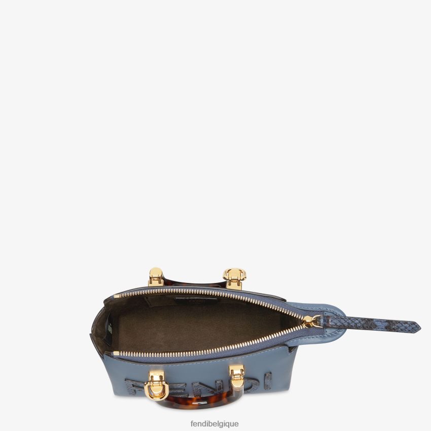 accessoires Fendi petit sac boston en cuir et élaphe bleu femmes 8X8J2J736 Fendi Sac