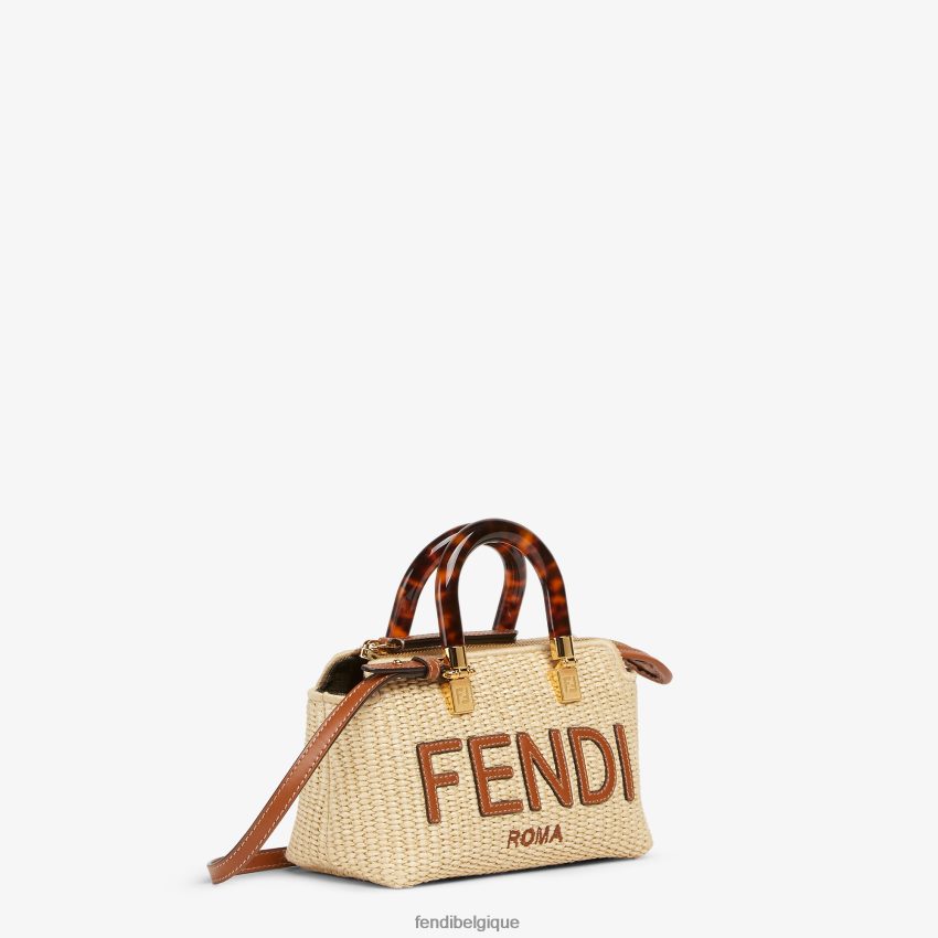 accessoires Fendi petit sac boston en paille naturelle beige femmes 8X8J2J602 Fendi Belgique