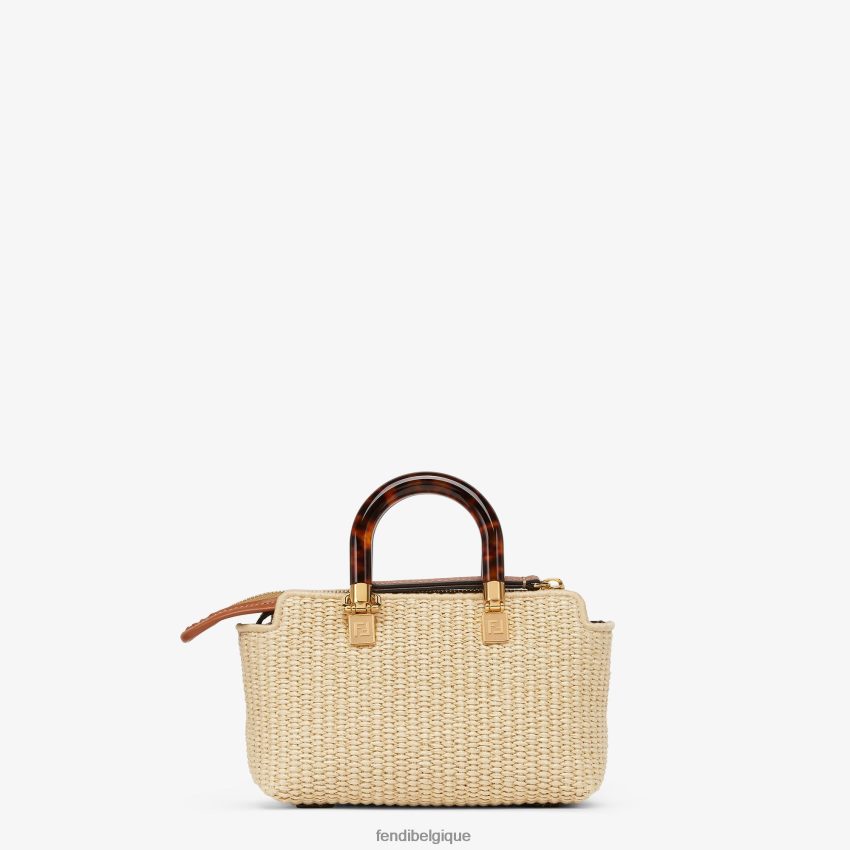 accessoires Fendi petit sac boston en paille naturelle beige femmes 8X8J2J602 Fendi Belgique
