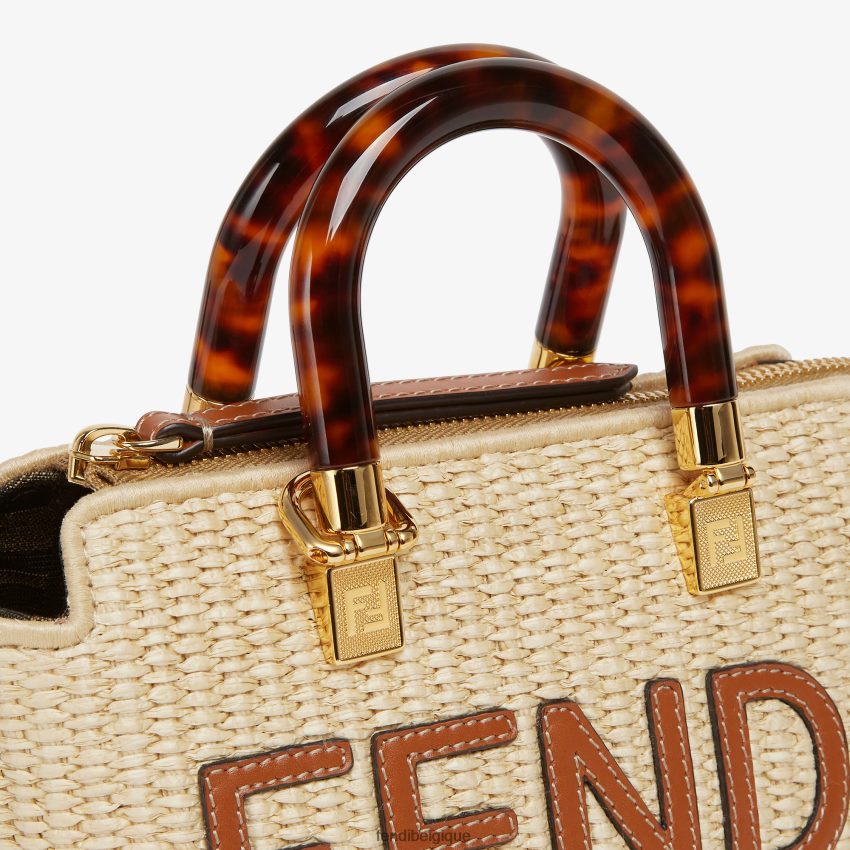 accessoires Fendi petit sac boston en paille naturelle beige femmes 8X8J2J602 Fendi Belgique