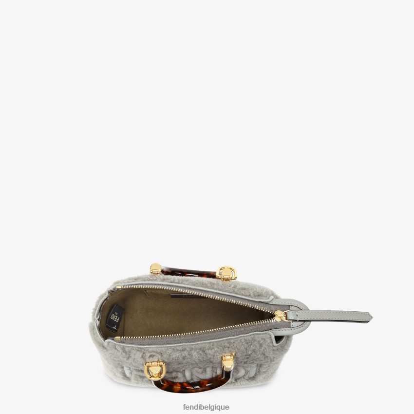 accessoires Fendi petit sac boston en peau de mouton gris femmes 8X8J2J837 Fendi Lunette De Soleil