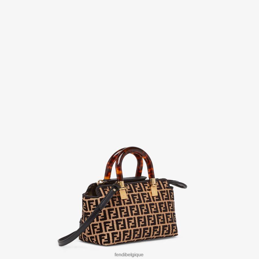 accessoires Fendi petit sac boston en raphia avec motif ff en tissu tapisserie noir femmes 8X8J2J651 Fendi Lunette De Soleil