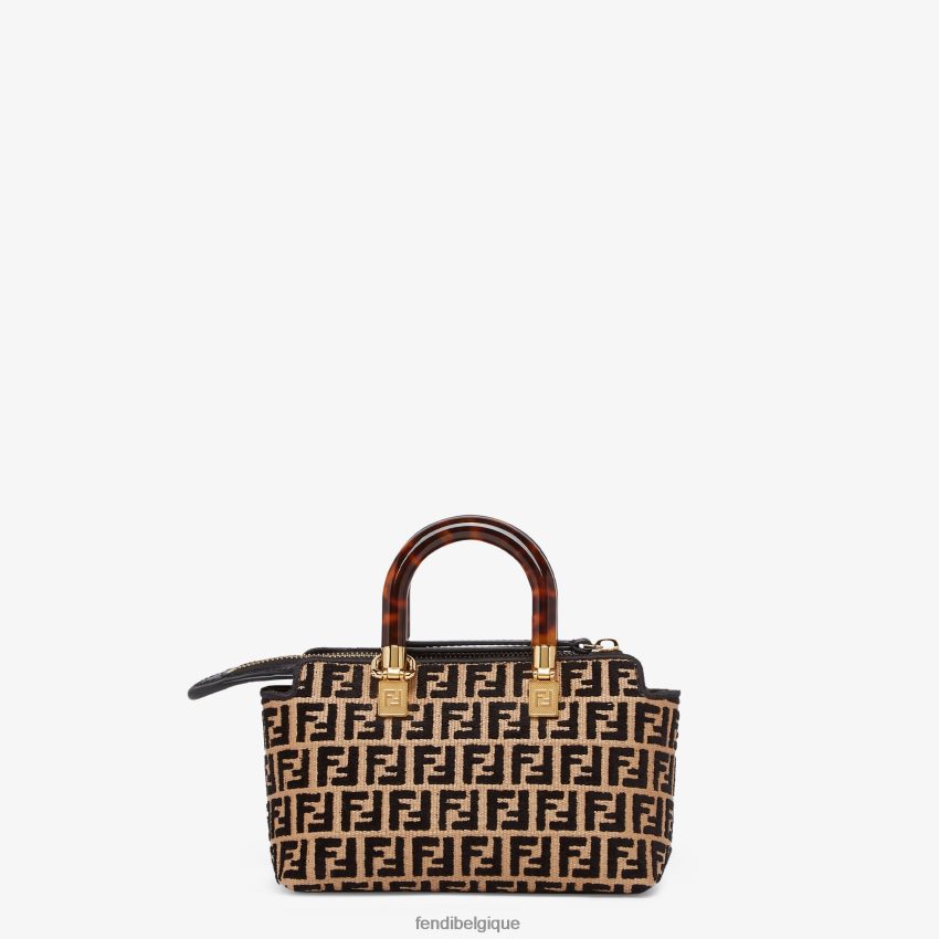 accessoires Fendi petit sac boston en raphia avec motif ff en tissu tapisserie noir femmes 8X8J2J651 Fendi Lunette De Soleil